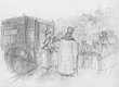 Pushkin's Tsar Saltan, 1920s, Graphite on paper, Carriage Scene