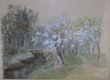 Young Woman on River Bank, n.d., Watercolor on paper