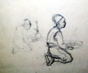 Oriental Scenes, 1920s, Graphite on paper, Nargile
