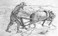 Rural Life, 1920s, Graphite on paper, Plowing