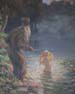 Rusalka and Monk Series, 1930s, Oil on board, Rusalka Surprises Monk