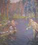 Rusalka and Monk Series, 1930s, Oil on board, Monk Admonishes Rusalka