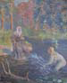 Rusalka and Monk Series, 1930s, Oil on board, Rusalka Lures Monk