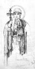 Altarpiece Study, 1930s, Graphite on paper, Saint Olga 