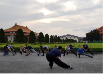 <p>Middle school students from New York City take a Wing Chun Connect class, 2018<br />
Taipei, Taiwan<br />
Photograph by Efan Hsieh</p>
<p>Taiwan has become an increasingly popular location for Americans, such as these students, interested in learning to read and write traditional Chinese characters through intensive language study abroad programs. Many Americans also travel to Taiwan to study other aspects of the culture and cuisine, its political democracy and history, or economic development.</p>
<p>Efan Hsieh</p>
