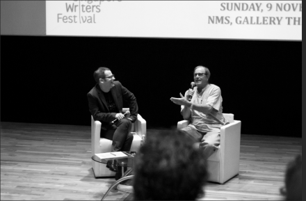<p>Paul Theroux at the Singapore Writers Festival, 2014<br />
Singapore<br />
Photograph by Jon Gresham</p>
<p>Paul Theroux is a prolific travel writer, novelist, and literary critic who has inspired many world travelers. He entered the Peace Corps after graduating from college in 1963 and taught at several international universities, including National University of Singapore. In 2014, he presented his lecture, “The Roads I Traveled,” at the Singapore Writers Festival, and also spoke at the Royal Geographic Society (Hong Kong)’s annual dinner.</p>
<p>Copyright Jon Gresham. All rights reserved. www.igloomelts.com</p>
