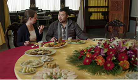 <p>David Chang and British food writer Fuchsia Dunlop dine at Ting Li Guan while filming for Chang’s Netflix series <em>Ugly Delicious</em>, 2017<br />
Beijing, China</p>
<p>David Chang is an American restaurateur, author, entrepreneur, and television personality. Chang draws inspiration for his award-winning culinary creations from his experiences of eating homemade Korean food as a child and studying the rich food cultures of Japan and China. His first restaurant outside of the United States, Momofuku Seiōbo, opened in 2010 in Sydney, Australia.</p>
<p>Netflix</p>
