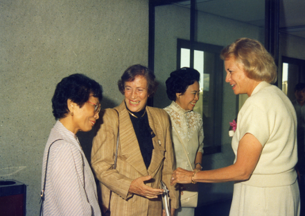 <p>U.S. Supreme Court Justice Sandra Day O’Connor at the ASEAN Women Judges Conference, 1987<br />
Manila, Philippines</p>
<p>In 1987, U.S. Supreme Court Justice Sandra Day O’Connor (right) visited Asia under the auspices of The Asia Foundation. In the Philippines, she was the keynote speaker at the ASEAN Women Judges Conference. During her visit, Justice O’Connor suggested Justice Ameurfina Melencio-Herrera, a senior member of the Supreme Court of the Philippines, form an organization of Philippine women magistrates and judges. One month later, Justice Melencio-Herrera founded the Philippines Women Judges Association to exchange ideas, information, and insights.</p>
<p>The Asia Foundation</p>
