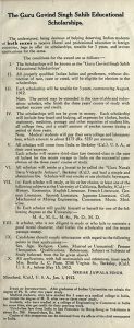<p>Sirdar Jawala Singh<br />
Notice for “The Guru Govind Singh Sahib Educational Scholarships,” 1912<br />
Courtesy of the South Asian American Digital Archive</p>
