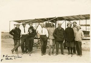 <p>Mohan Singh (center) with other Curtiss Aviation School students, 1912<br />
North Island, California<br />
Courtesy of the Wisconsin Historical Society, WHS-10081</p>
