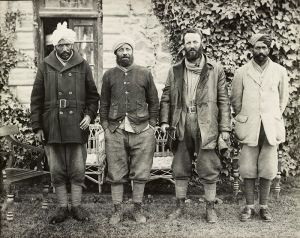 <p>Kermit Roosevelt and Theodore Roosevelt III with their <em>shikaris</em>, Rahim and Khalil Lone, c. 1926<br />
Srinagar, Kashmir<br />
Courtesy of the Library of Congress, PR 13 CN 1972:064, Container 2, Folder 6</p>
