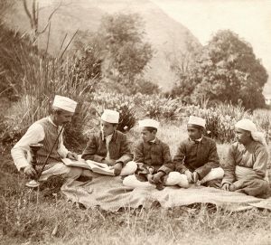 <p>Samuel Stokes teaching an outdoor class, c. 1930<br />
Shimla, Himachal Pradesh<br />
Courtesy of Asha Sharma</p>
