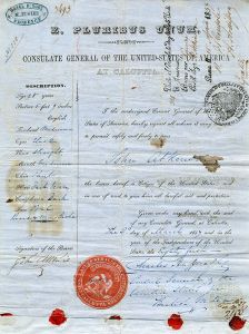 <p>John Atkinson’s passport, 1859<br />
Courtesy of the New England Historic Genealogical Society, Mss0031, Folder 49</p>

