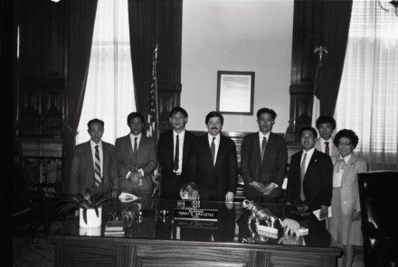 <p>Iowa Governor Terry Branstad and President Xi Jinping, 1985<br />
Des Moines, Iowa<br />
<a href=