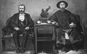 <p>President Ulysses S. Grant with Viceroy Li Hongzhang, 1879<br />
Tianjin<br />
Engraving<br />
© Bettmann/CORBIS, BE070713</p>
