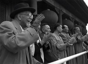 <p>Activist W.E.B. Du Bois watching a National Day parade with top Chinese officials, 1962<br />
Beijing<br />
Courtesy of the Department of Special Collections and University Archives, W.E.B. Du Bois Library, University of Massachusetts Amherst, mums312-i0695</p>
