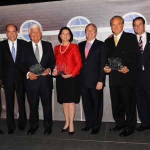 L to R: Chairs Ben Leedle and Douglas Bennett, awardees The Honrable Mr. and Mrs. Korologos, Chairman of the Board Jim Blanchard, Ambassador Stuart Holliday, and Honorary Chair John Hope Bryant