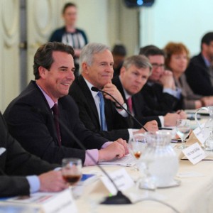 Left to right: Clayton Mowry, President, Arianespace; Ambassador Stuart Holliday, Meridian’s President & CEO; and Congressman Bart Gordon.