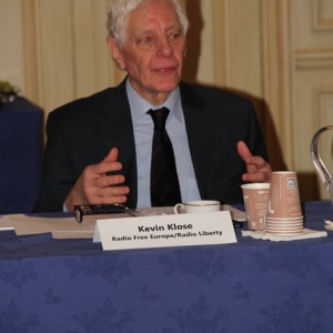 Kevin Klose, President and CEO of Radio Free Europe/Radio Liberty, chairs the discussion