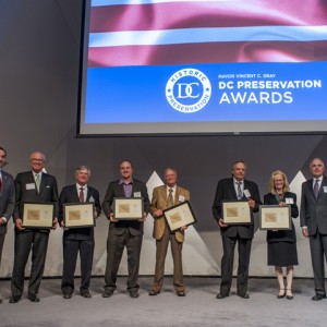 Historic Preservation|Meridian received the District of Columbia’s Award for Excellence in Historic Preservation in May 2013. Mayor Vincent Gray (far left) is pictured with the awardees of the DC Preservation Awards. Meridian was represented by Board member Joe Moravec (second from left).