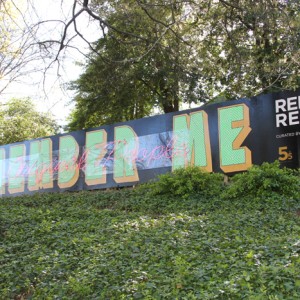 Reko Rennie’s mural on Meridian’s 16th Street wall. Meridian was the site for two public art projects that were part of the DC Commission for the Arts and Humanities’ 5×5 Art Installation Series for the Cherry Blossom Festival in spring 2012.