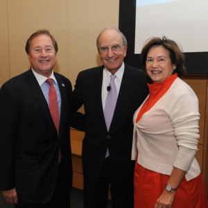 Summit and Ball Chairs, Governor James J. Blanchard, Partner, DLA Piper and Janet Blanchard, with Senator George Mitchell, Partner, Chairman Emeritus, DLA Piper. Photo by Joyce Boghosian.