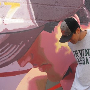 Volunteer Cesar David was the model for one of the mural portraits
