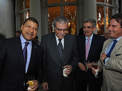 (From L to R) Hon. Jean Louis Billon, Côte d'Ivoire's Minister of Commerce with Secretary Carlos Gutierrez, Meridian's Luis Viada and Ambassador Stuart Holliday