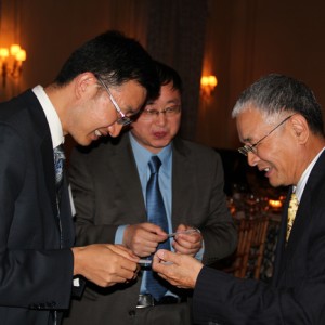 Mr. TIAN Deyou, Minister Counselor for Commercial Affairs at the Chinese Embassy, with members of the delegation.