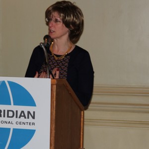 Bonnie Glick, Senior Vice President at Meridian International Center, gives opening remarks.