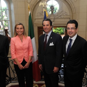 Italian Ambassador Claudio Bisogniero, H.E. Federica Mogherini, Ambassador Holliday and Ryan Grillo