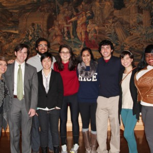 Rice University students, in Washington, DC for an alternative Spring Break trip, are joined by Meridian staff to pose after attending the panel discussion.
