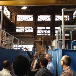 VP of Sales, Mr. Paul P. Quinn guides delegates through Ellicott Dredges facility