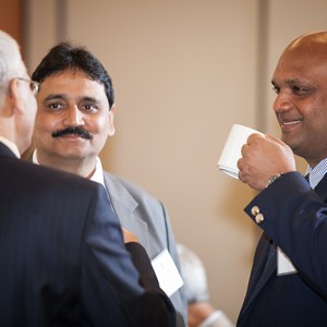 Delegates network during Business Briefing in San Diego, CA Left to right: Captain S.C. Mathur and Mr. G.V.L. Satya Kumar