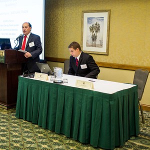 Introduction of the Pacific Rail Company-Ferrocarril del Pacífico (FEPASA) Left to right: Jorge Leyton, Andrew Ainsworth (Meridian International Center)