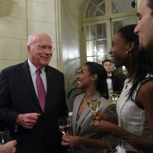U.S. Senator Patrick Leahy of Vermont chatting with the dancers of Lizt Alfonso Dance Cuba