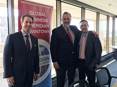 Ambassador Stuart Holliday, Ambassador Schuwer and Scott Parven at Global Business Breakfast @ Meridian Downtown