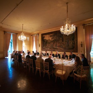 The dinner was held in the dining room of historic Meridian House.
