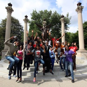PAYLP visits the “Benny” statue at Ball State University