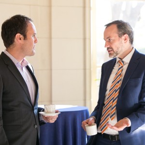 Samuel Schueth, Technical Director at InterMedia, and Doug Pearce, Practice Manager for Financial Infrastructure and Access at World Bank Group, meet over breakfast ahead of The Digital Finance Future program. InterMedia collects demand-side data to guide effective deployment of financial tools for people in developing countries, and tracks awareness, use, drivers and barriers to use of mobile financial services.