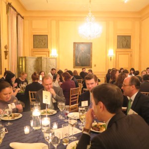 Guests at Meridian’s Rising Leaders Council dinner discuss the challenges for journalists in today’s evolving news environment and media industry.