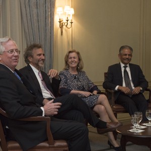 Brian Kelly, U.S. News & World Report moderated a panel that featured Dr. David Reibstein, The Wharton School; Ambassador of Ireland Anne Anderson; Ambassador Vinai Thummalapally, Select USA (2013-2017); and (not pictured) John Gerzema. Photo by Joyce N. Boghosian.