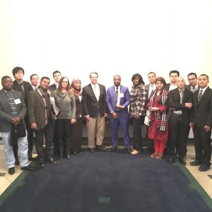 IVLP Participants take a group photo with Ambassador Stuart Holliday
