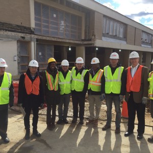 Georgian IVLP Participants take a hard hat tour of the Marie H. Reed Elementary School site