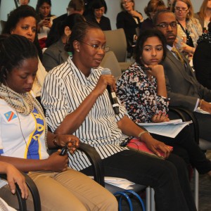 Major Aichatou Ousmane Issaka (Niger) answering a question at the “A Conversation with the International Women of Courage” Forum at George Washington University