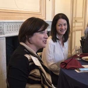 Moira Whelan, Partner at Blue Dot Strategies, shares the business community’s perspective during the discussion while Kay McGowan, Director of Digital Finance at USAID, smiles.