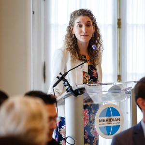 Megan Devlin, Program Lead for The Digital Finance Future, welcomed the guests to Meridian International Center for the final regional session of the convening series.