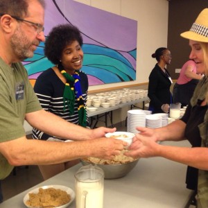 2017 AWEP participants in the agriculture sub-group serve meals Shared Breakfast at First United Methodist Church of Seattle in Seattle, Washington