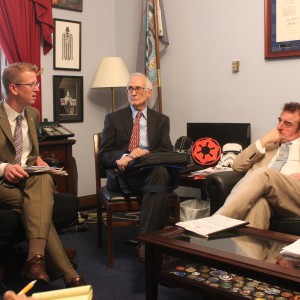 Congressman Derek Kilmer (D – WA, 6) talks directly to MP Tommy Sheppard