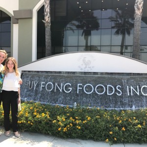AWEP NEA RP participants Ahsen and Yasmine take a photo at Huy Fong Foods head quarters in Los Angeles, CA